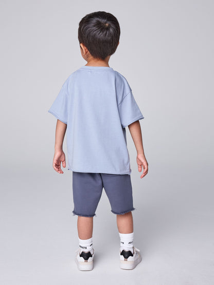 Dsiney Kidz - smALLSAINTS Blue Biggy Oversized T-Shirt and Sweat Shorts Set image 3