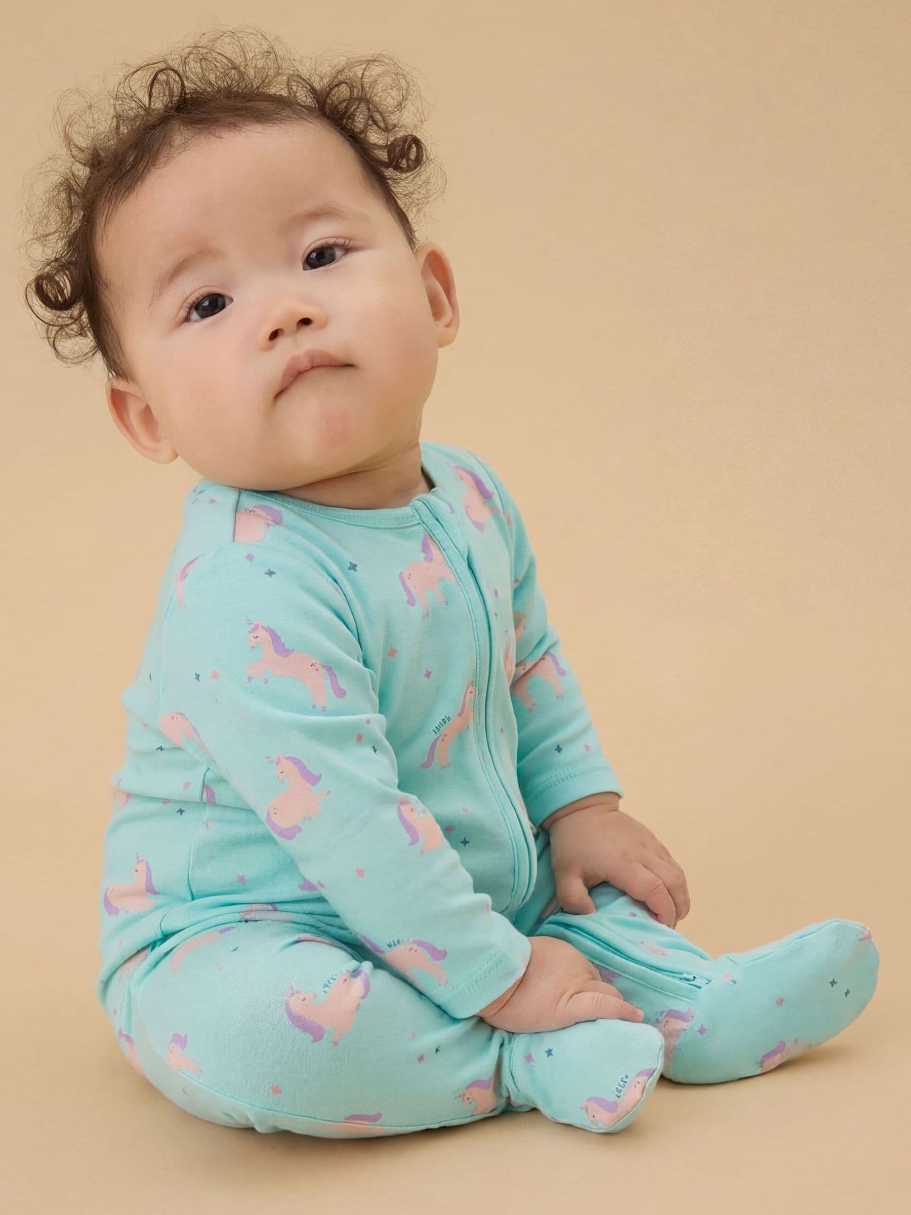 MORI Blue Unicorn Dreams Supersoft Clever Zip Sleepsuit image 1