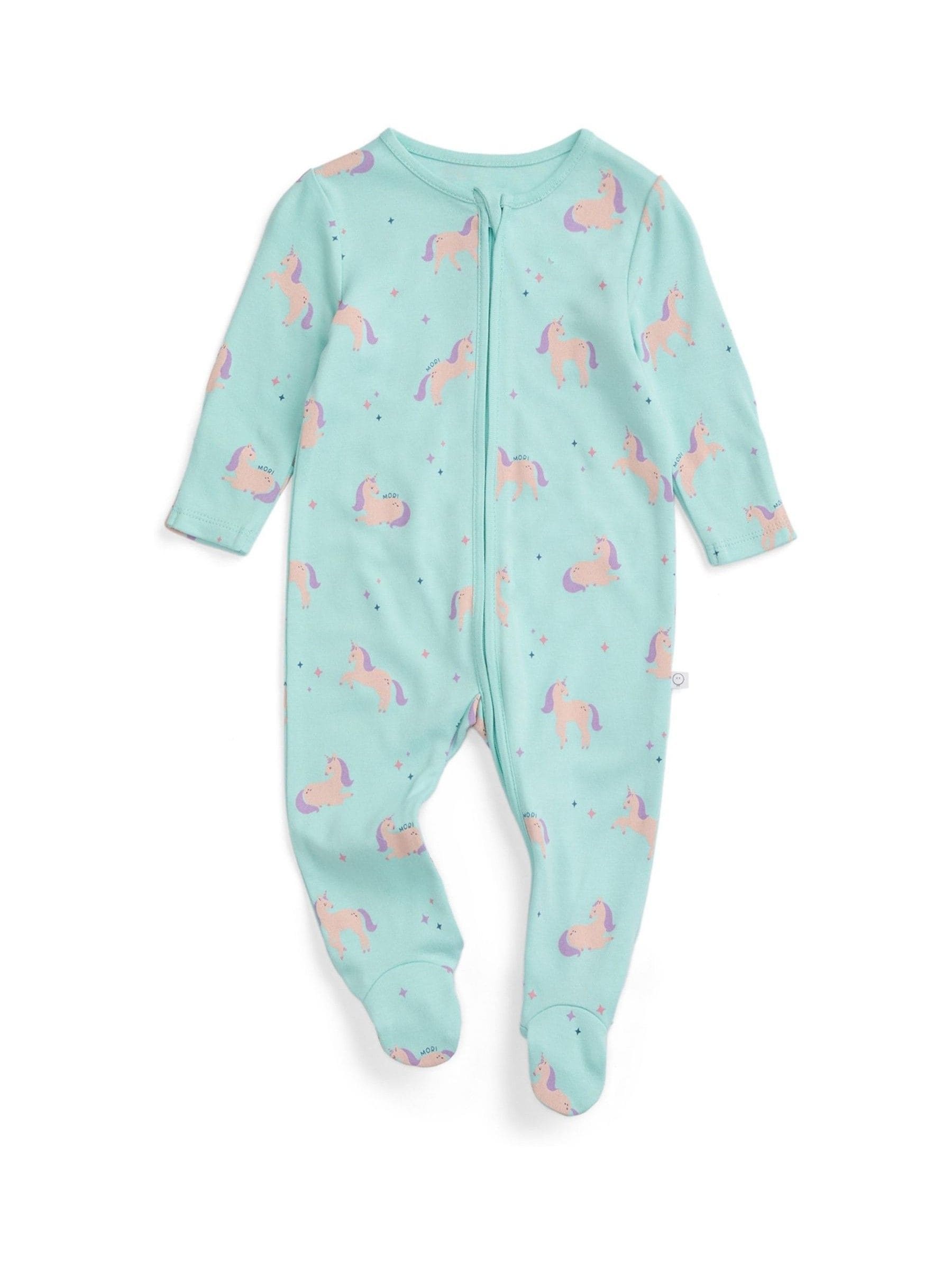 MORI Blue Unicorn Dreams Supersoft Clever Zip Sleepsuit image 2