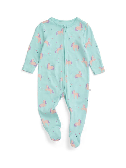 MORI Blue Unicorn Dreams Supersoft Clever Zip Sleepsuit image 2