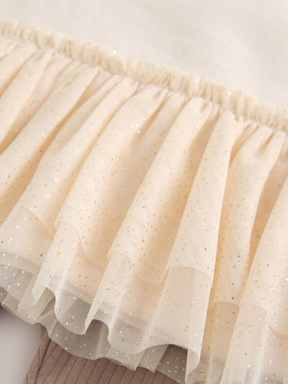 Cream Mesh Peplum Sweatshirt and Leggings Set (3mths-7yrs) - image 3