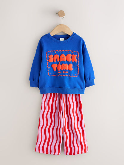 Cobalt Blue Snack Time Sweatshirt and Wide Leg Joggers Set (3mths-7yrs) - image 4