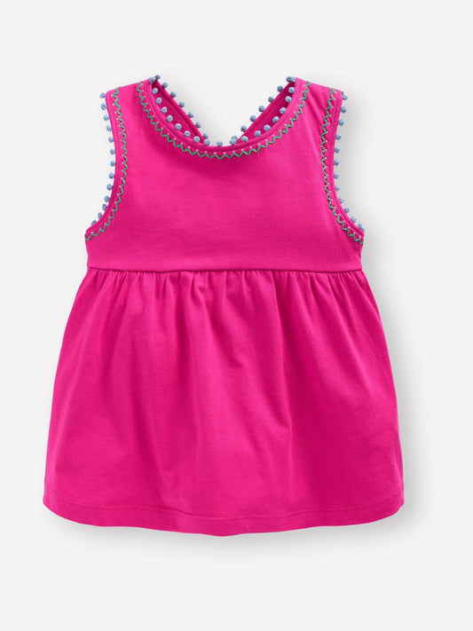 Boden Pink Cross-Back Pom Trim Top image 1