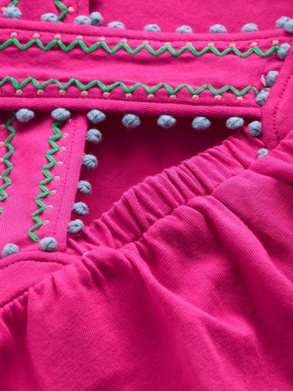 Boden Pink Cross-Back Pom Trim Top image 3