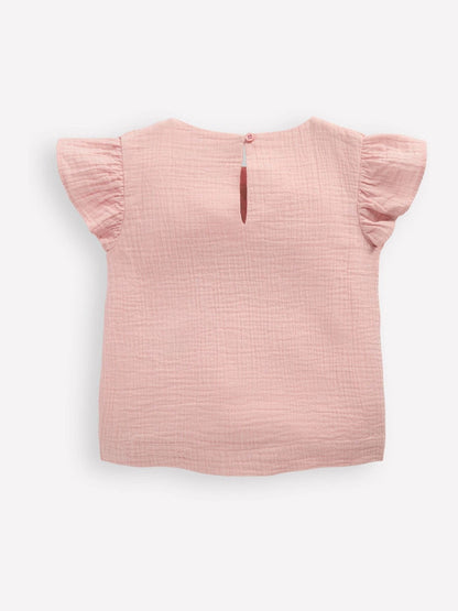 Boden Pink Embroidered Frilly Woven Top image 2
