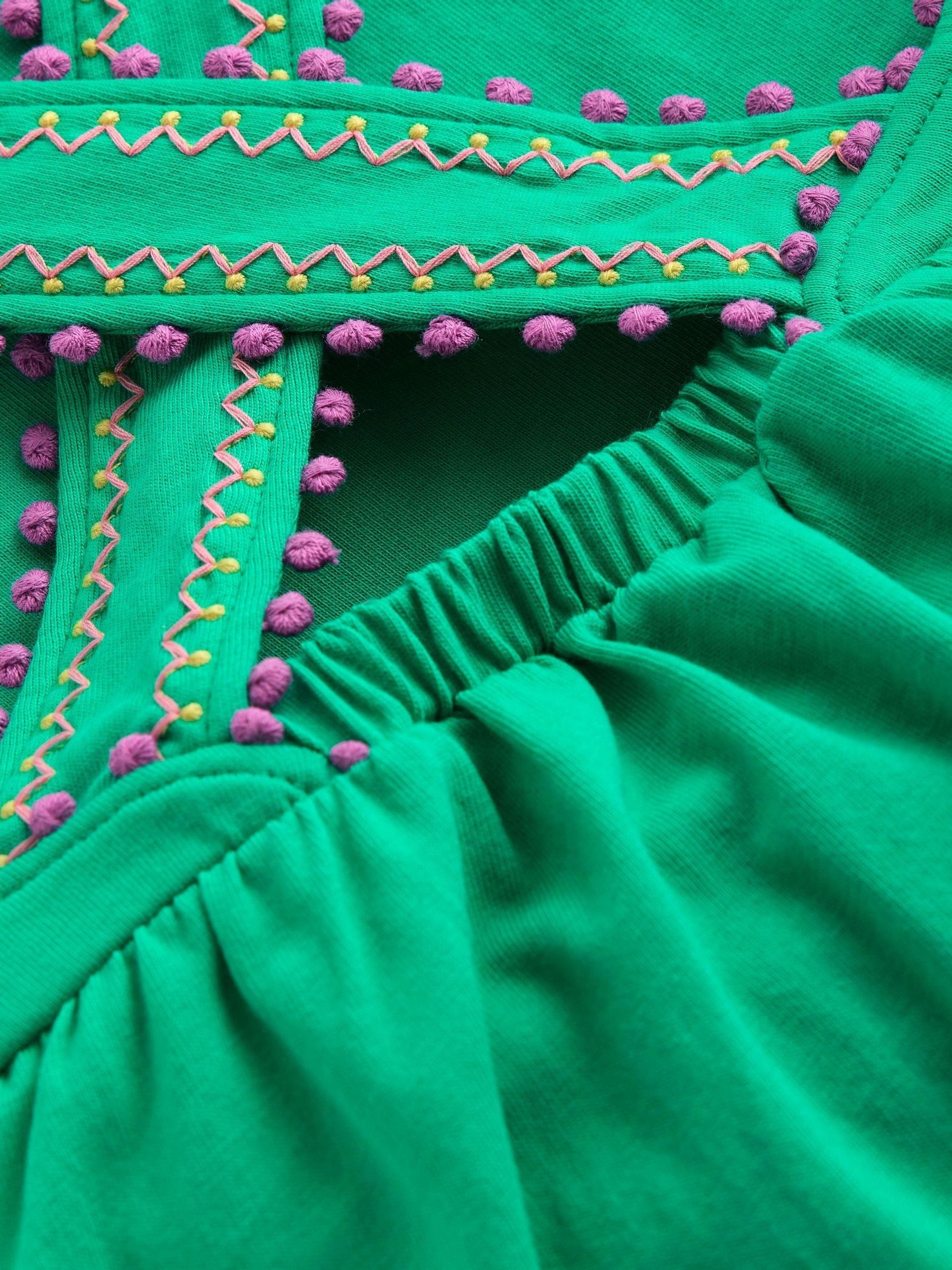 Boden Blue Cross-Back Pom Trim Top image 3