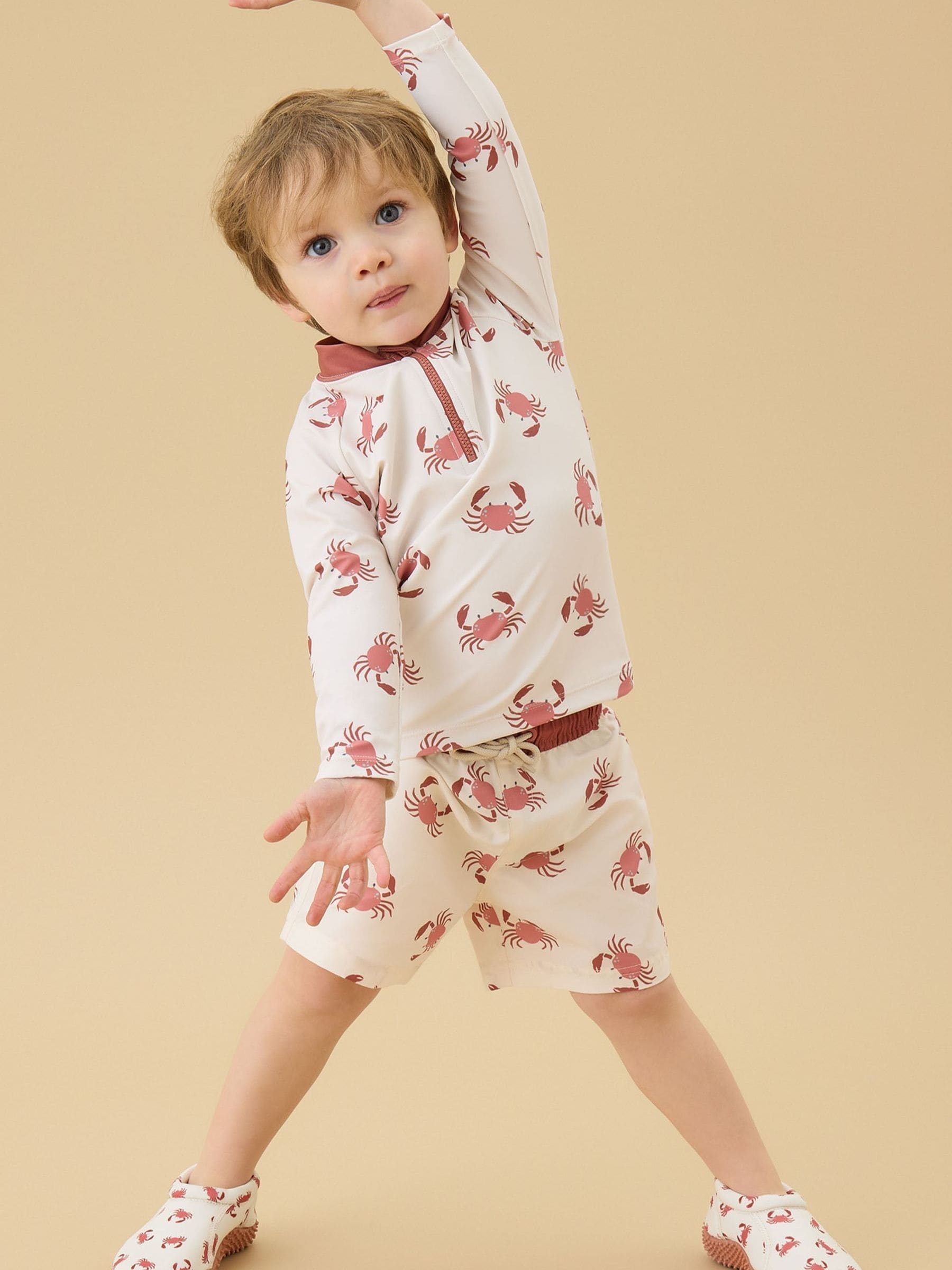 KIDLY by MORI Cream Sunsafe Zip Rash Vest image 4