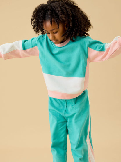 Dsiney Kidz - KIDLY by MORI Blue Colourblock Soft Cotton Oversized Sweatshirt image 1