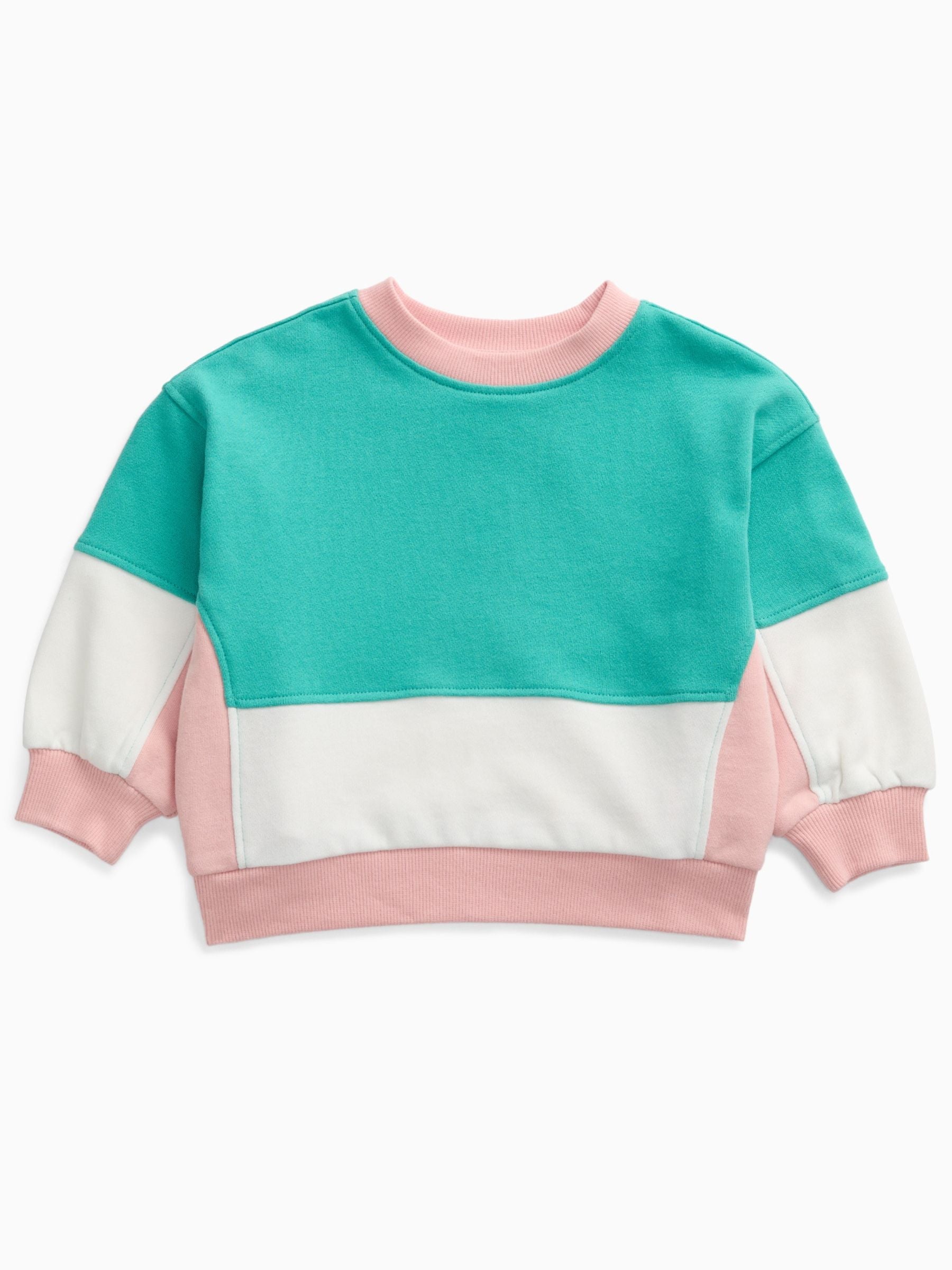 Dsiney Kidz - KIDLY by MORI Blue Colourblock Soft Cotton Oversized Sweatshirt image 4