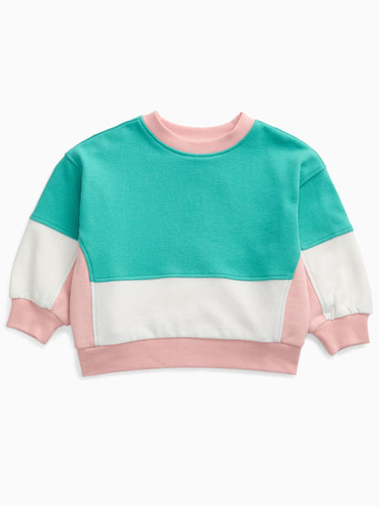 Dsiney Kidz - KIDLY by MORI Blue Colourblock Soft Cotton Oversized Sweatshirt image 4
