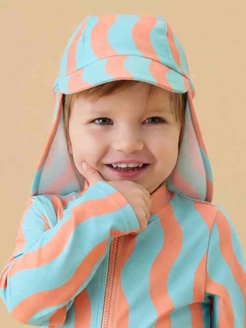 KIDLY by MORI Turquiose Orange Sunsafe Swim Hat image 1