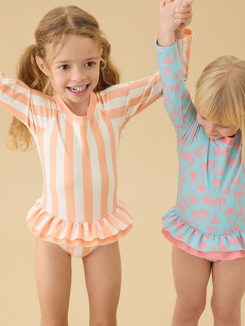Dsiney Kidz - KIDLY by MORI Orange Frilled Long Sleeve Sunsafe Swimsuit image 1