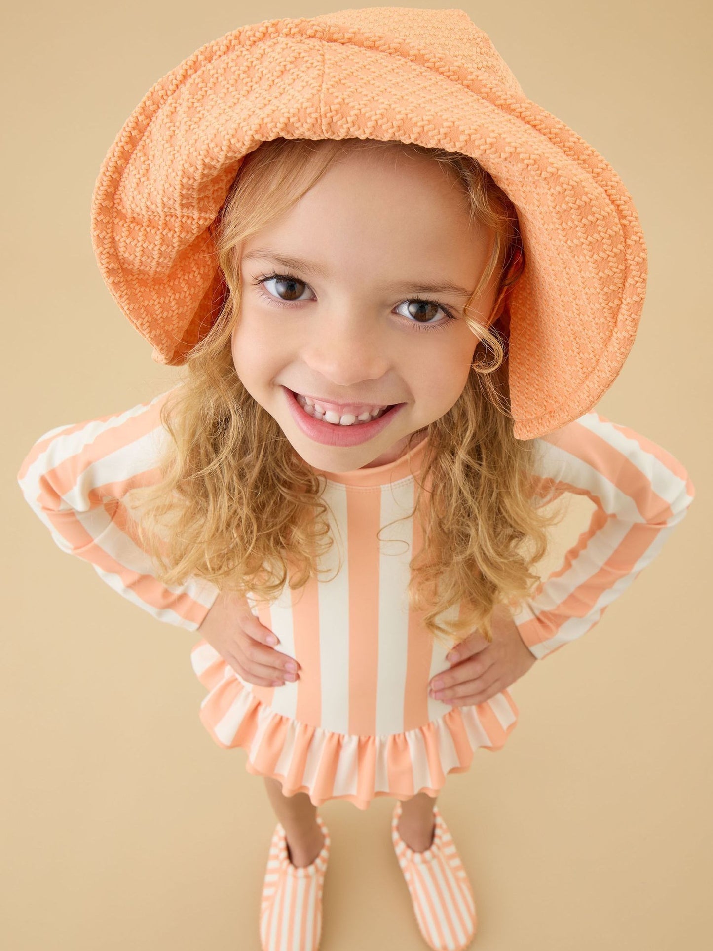 Dsiney Kidz - KIDLY by MORI Orange Frilled Long Sleeve Sunsafe Swimsuit image 2