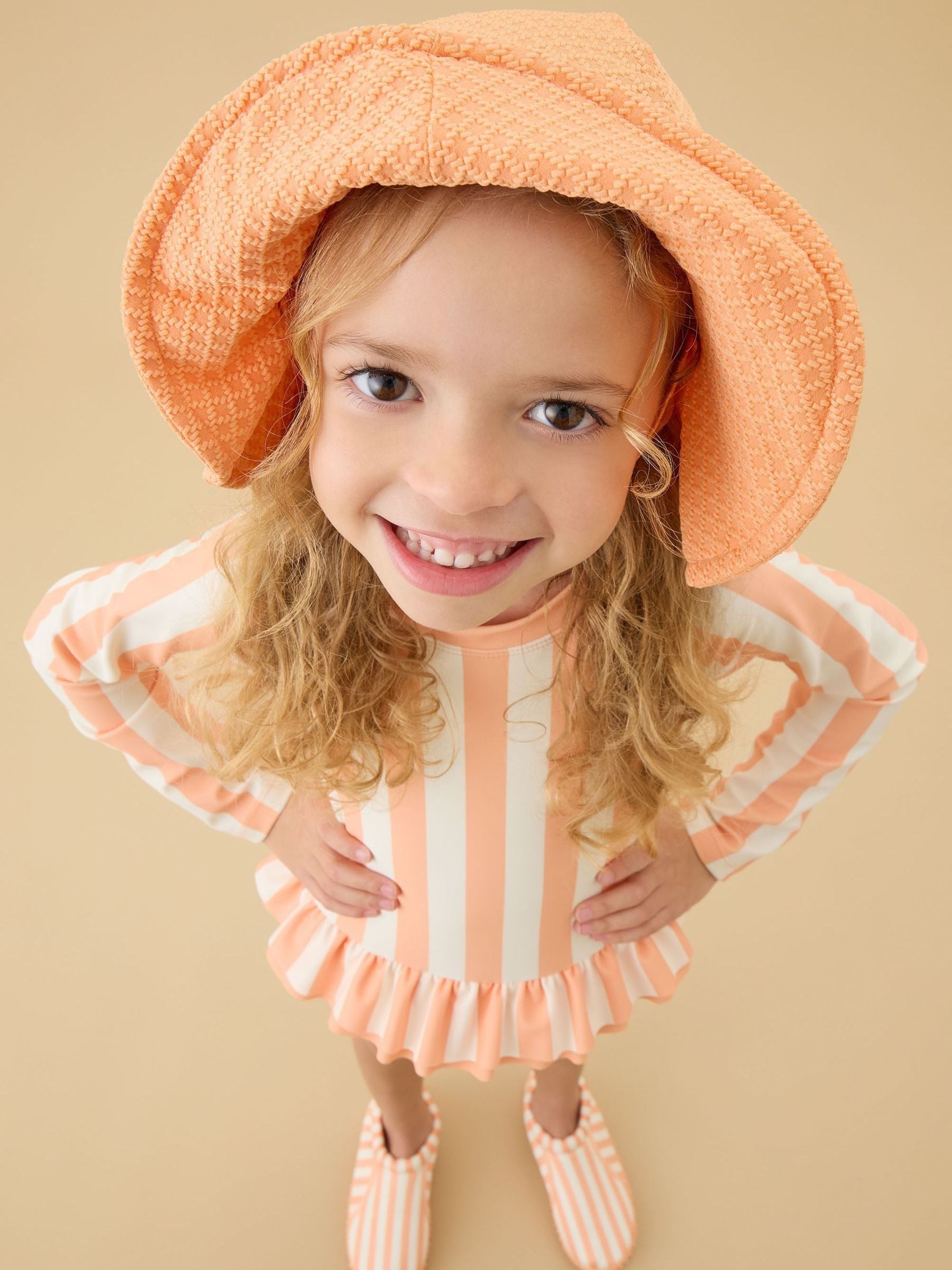 Dsiney Kidz - KIDLY by MORI Orange Frilled Long Sleeve Sunsafe Swimsuit image 2