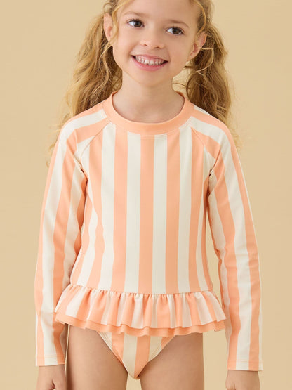 Dsiney Kidz - KIDLY by MORI Orange Frilled Long Sleeve Sunsafe Swimsuit image 3