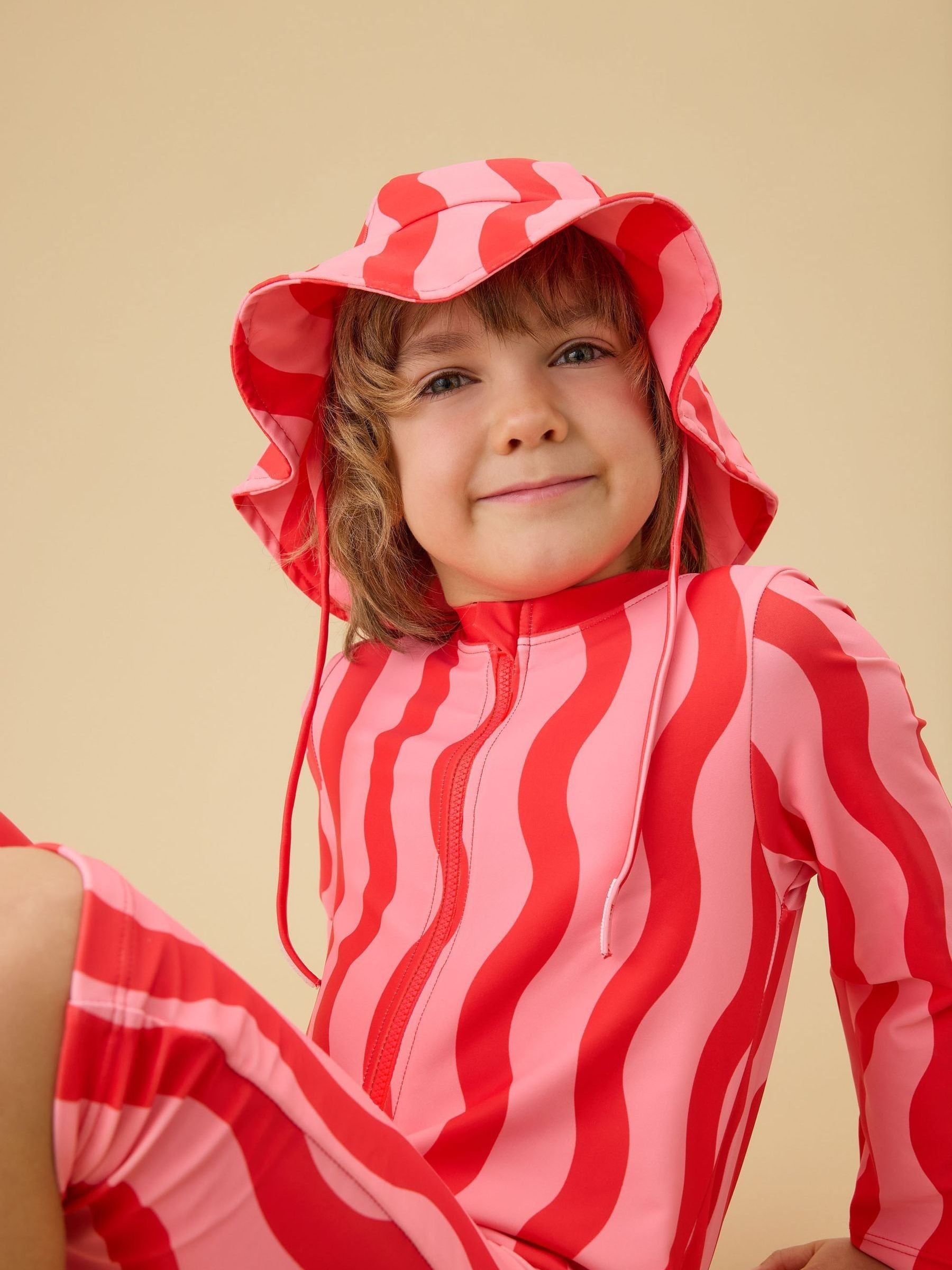 KIDLY by MORI Pink Front Zip Sunsafe Swimsuit image 2