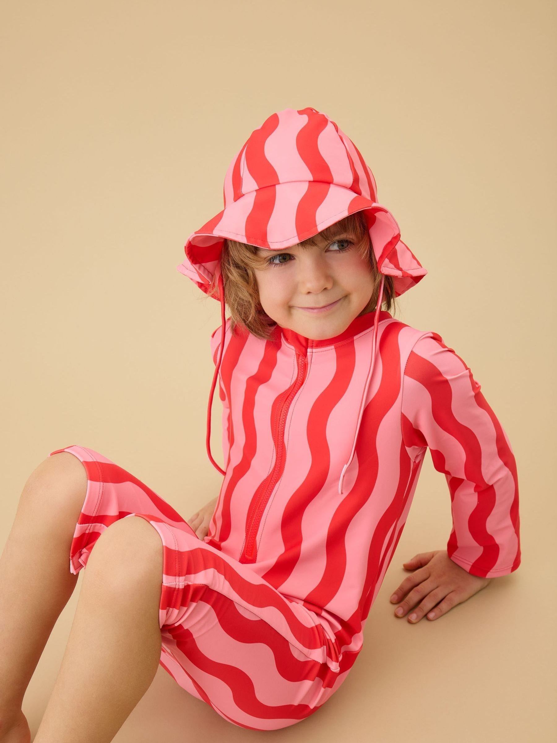 KIDLY by MORI Pink Front Zip Sunsafe Swimsuit image 1