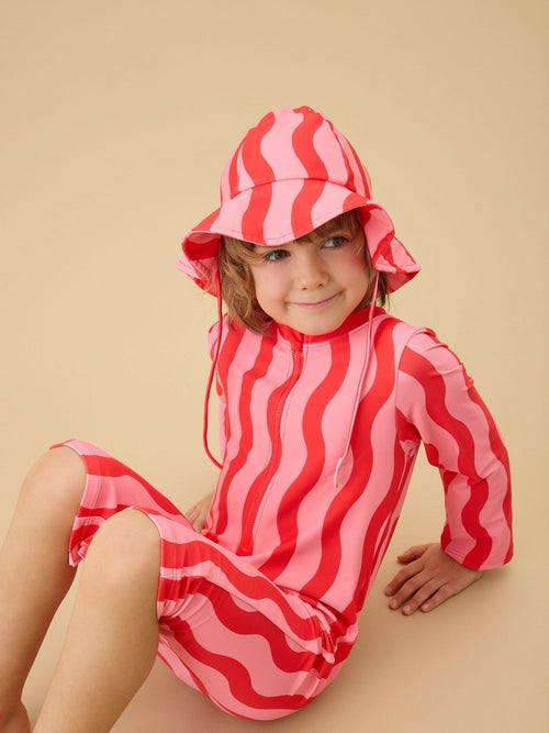 KIDLY by MORI Pink Front Zip Sunsafe Swimsuit image 1