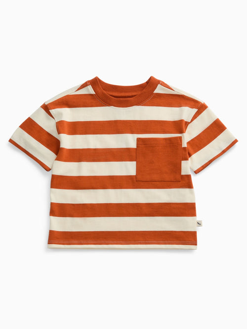 Dsiney Kidz - KIDLY by MORI Orange Striped Soft Cotton Oversized T-Shirt image 1