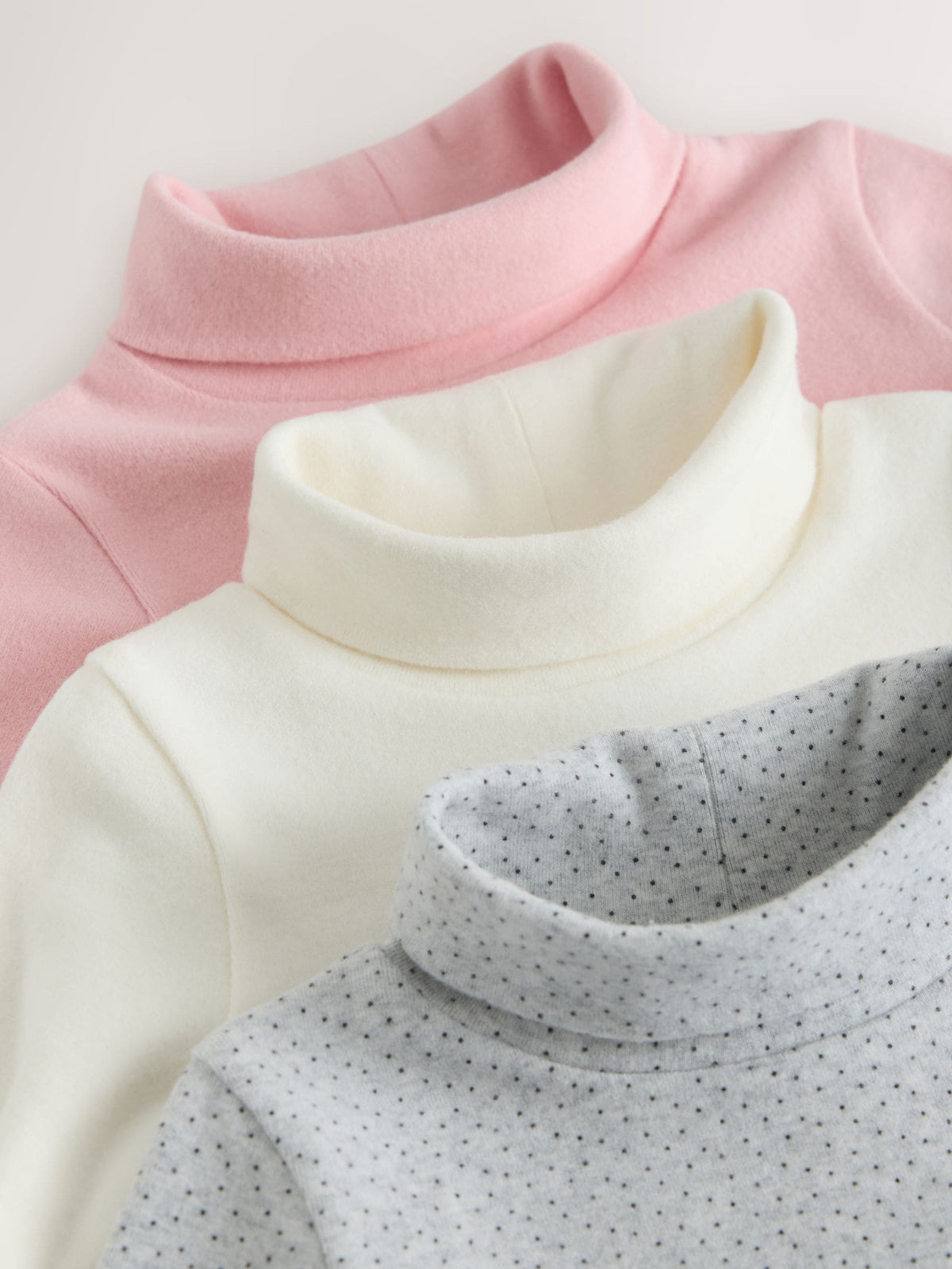 Cream/Pink/Grey Long Sleeve Roll Neck Tops 3 Pack (3mths-7yrs) - image 7