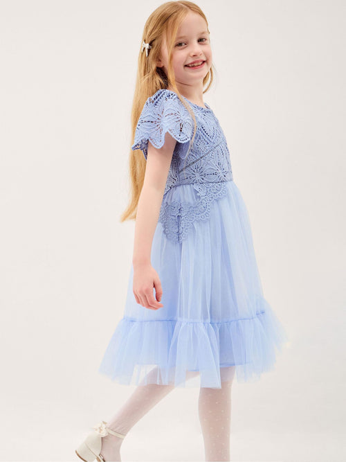 Monsoon Blue Monica Floral Lace Tulle Dress image 1