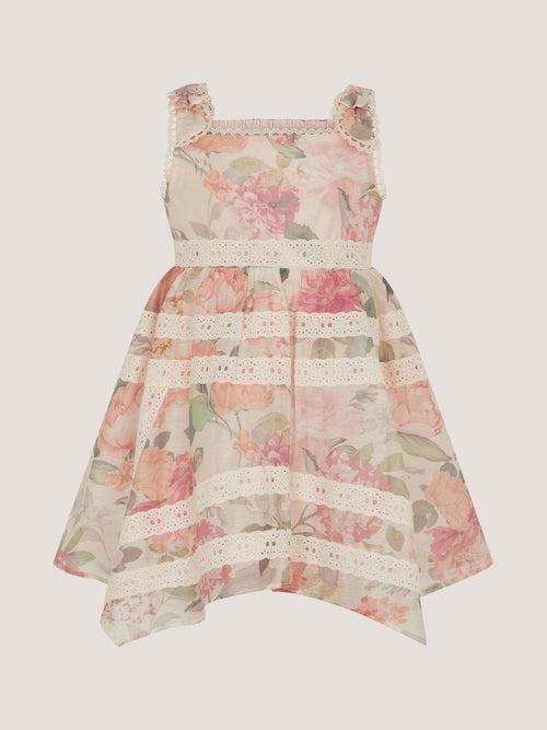 Monsoon Pink Baby Kelis Floral Broderie Trim Dress image 1