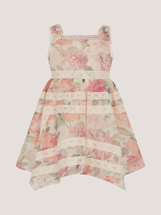 Monsoon Pink Baby Kelis Floral Broderie Trim Dress image 1