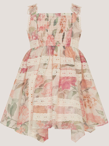 Monsoon Pink Baby Kelis Floral Broderie Trim Dress image 2