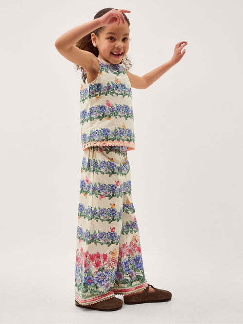 Dsiney Kidz - Monsoon Cream Clara Floral Print Top & Trousers Set image 1