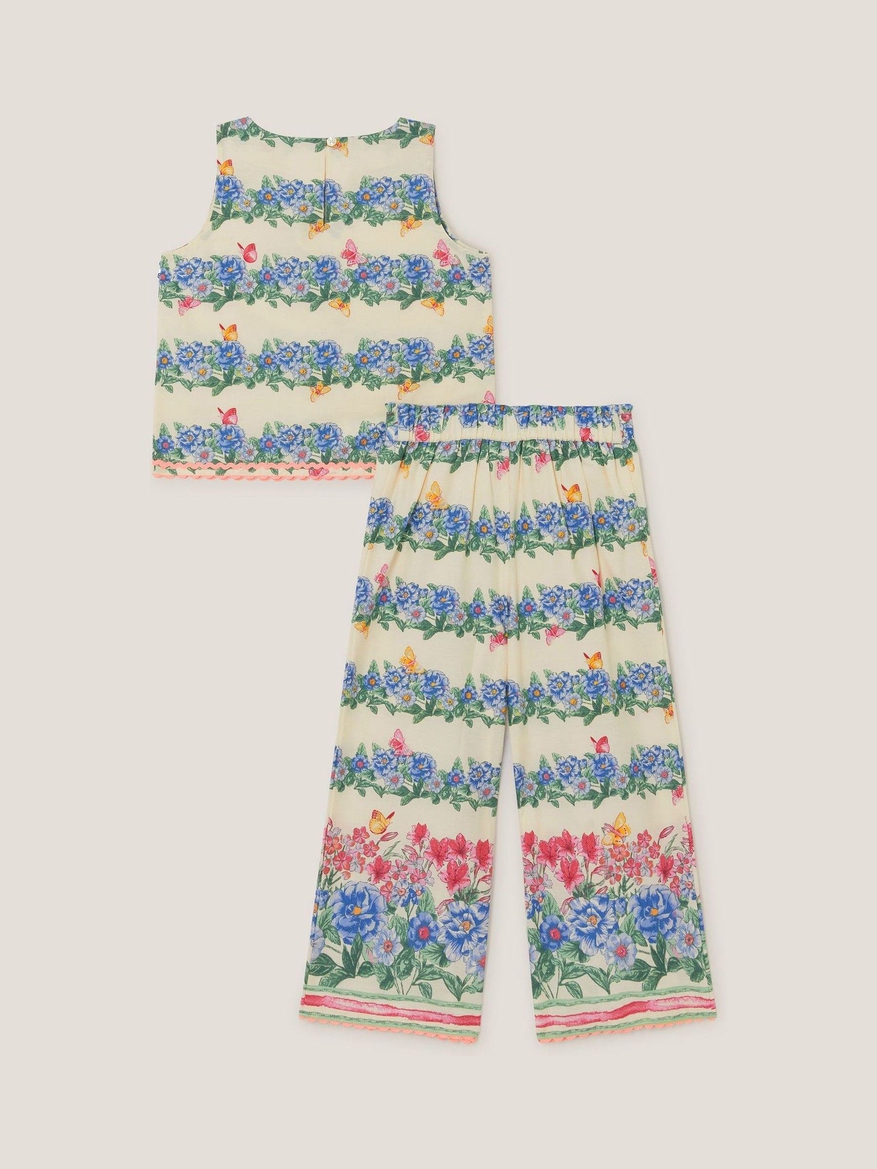 Monsoon Cream Clara Floral Print Top & Trousers Set image 3