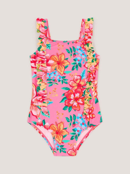 Dsiney Kidz - Monsoon Pink Baby Tropical Flower Frill Swimsuit image 1