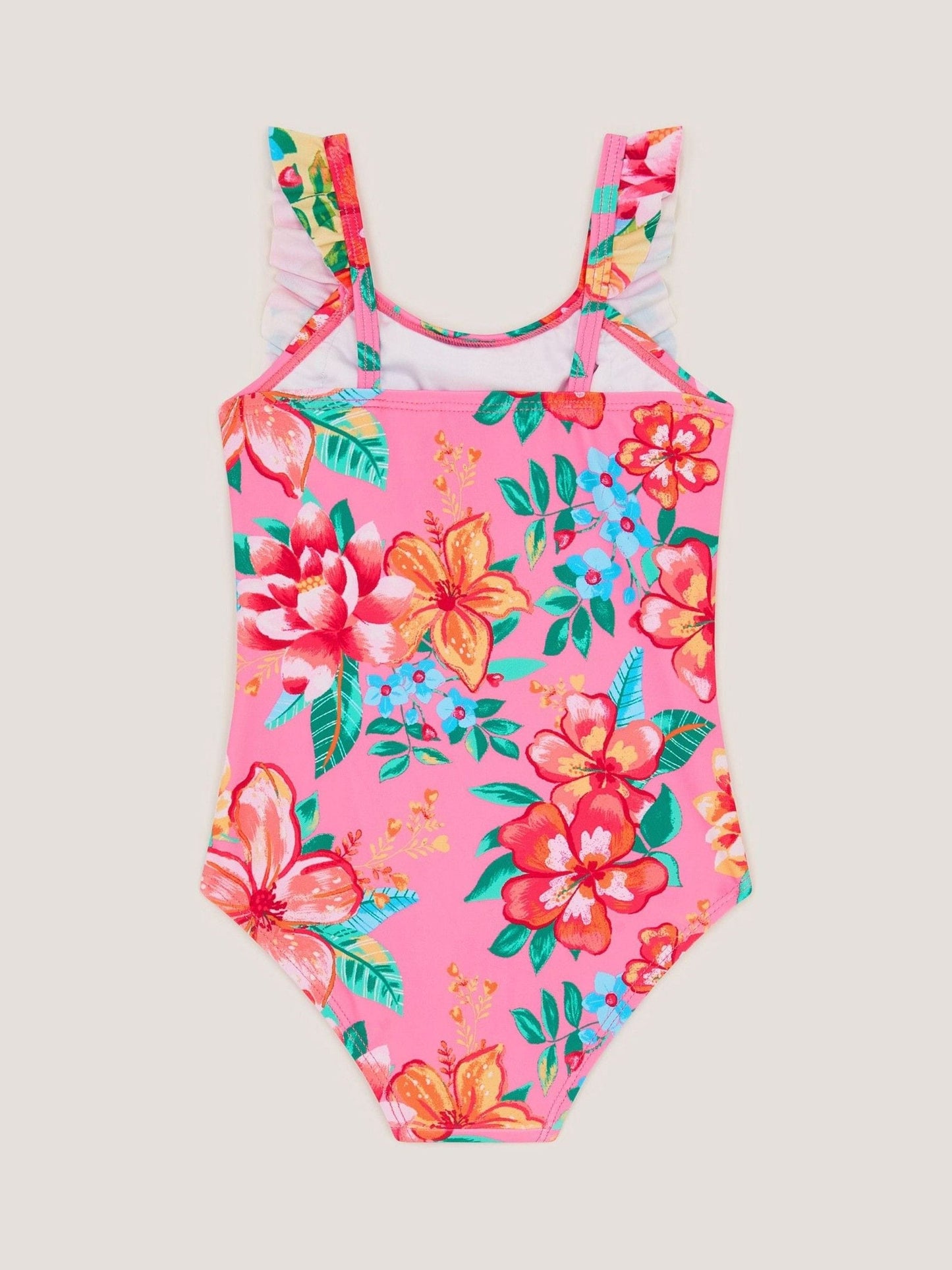 Monsoon Pink Baby Tropical Flower Frill Swimsuit image 2
