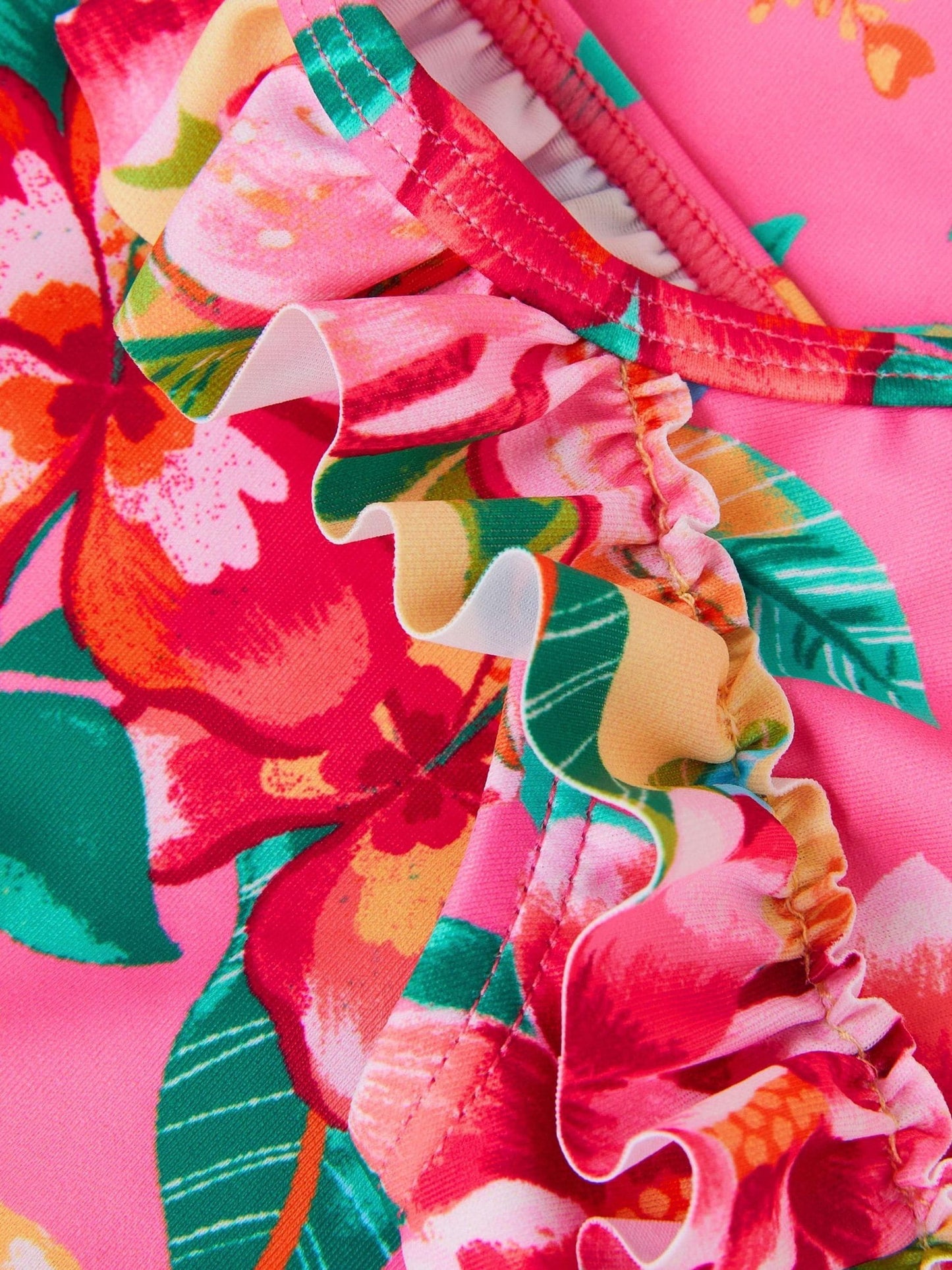 Monsoon Pink Baby Tropical Flower Frill Swimsuit image 3