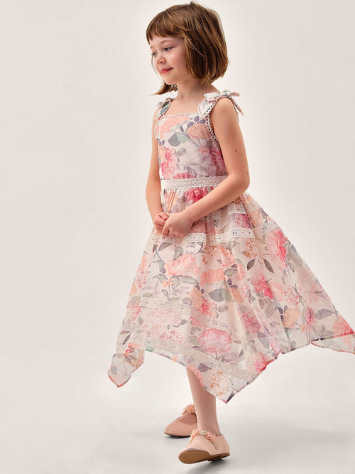 Monsoon Pink Kelis Floral Lace Hanky Hem Dress image 1