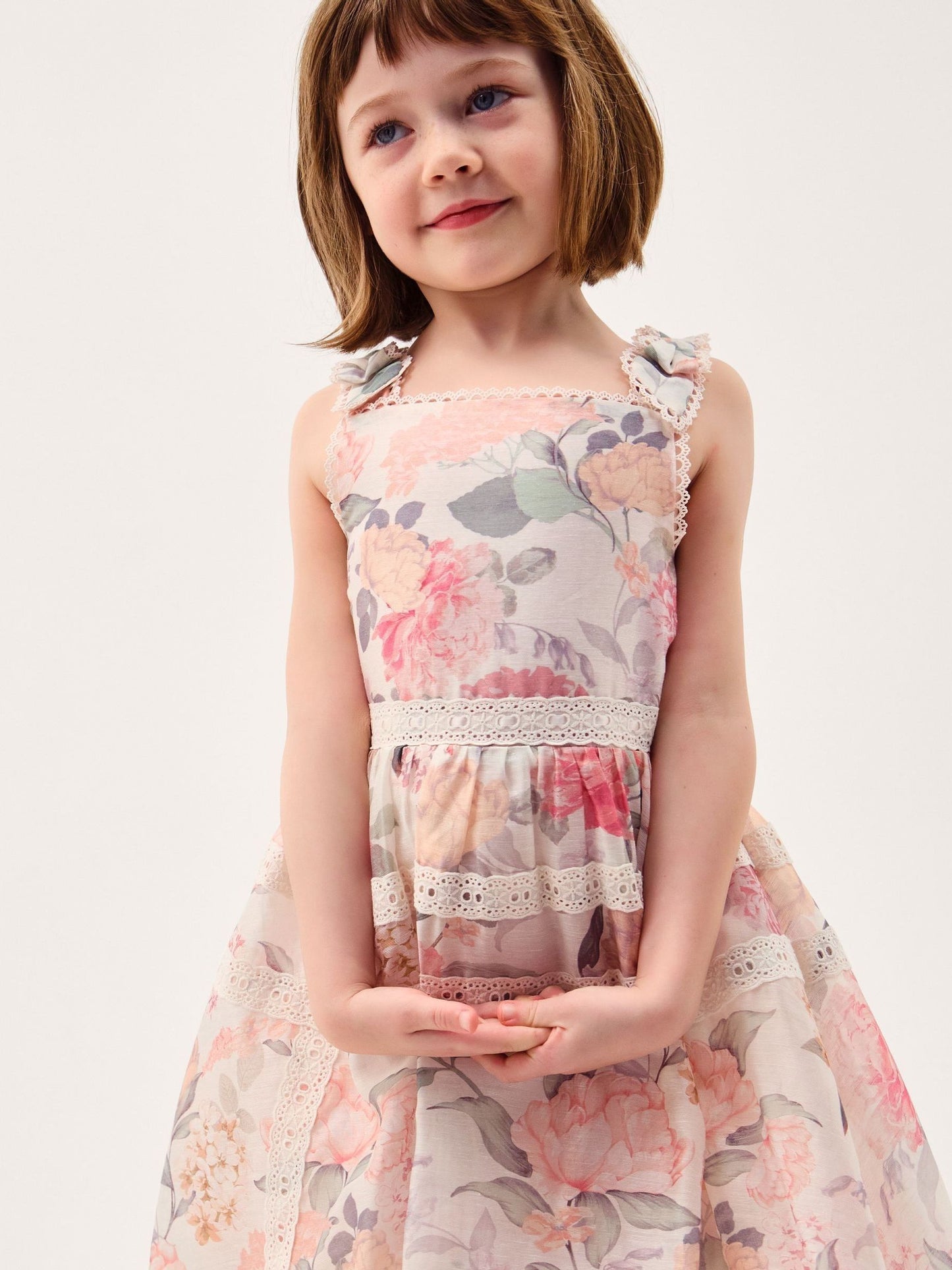 Monsoon Pink Kelis Floral Lace Hanky Hem Dress image 2