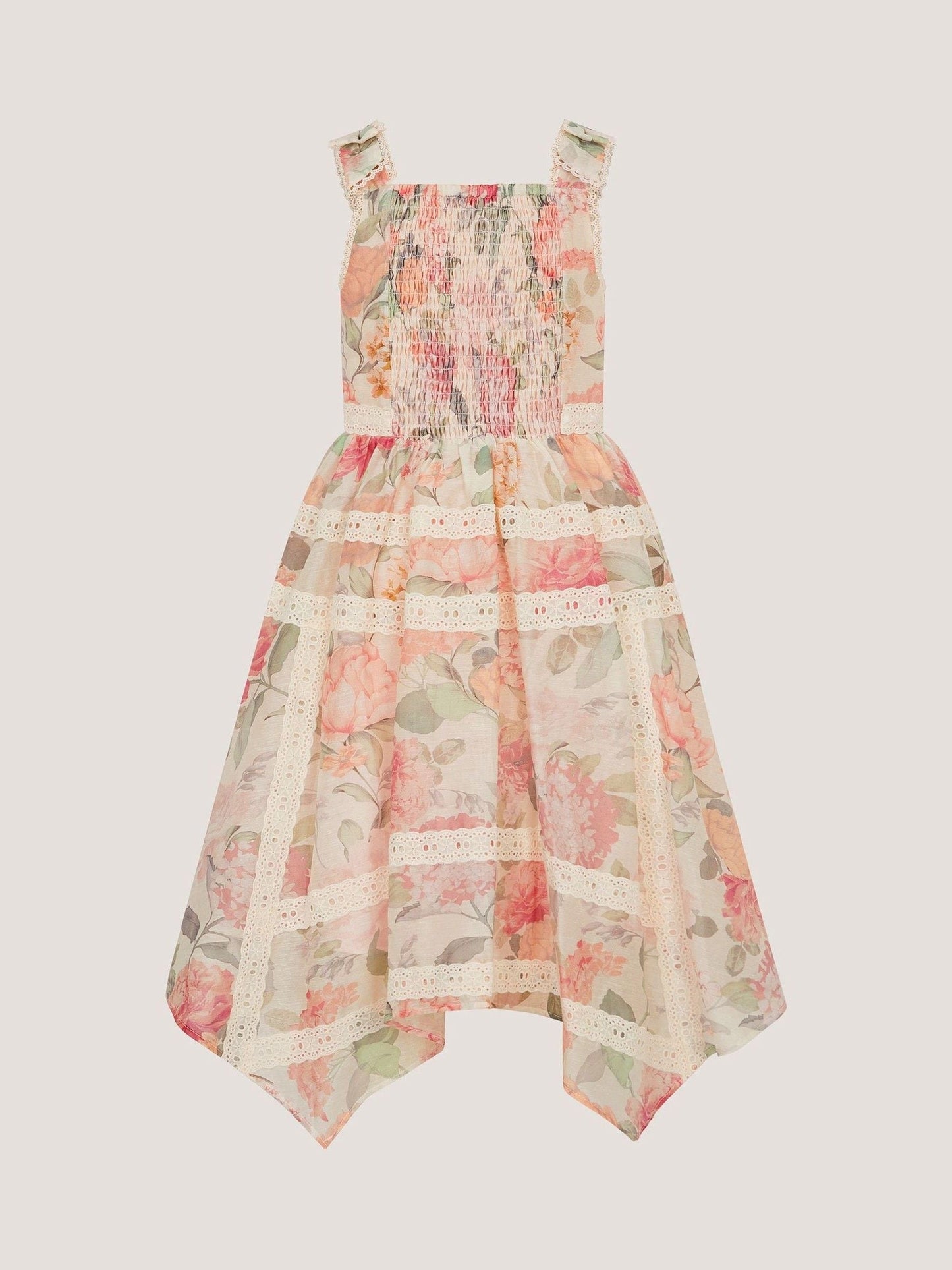Monsoon Pink Kelis Floral Lace Hanky Hem Dress image 4