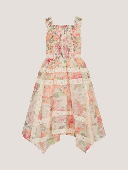Monsoon Pink Kelis Floral Lace Hanky Hem Dress image 4