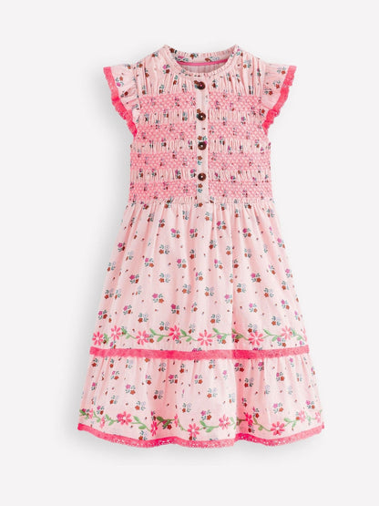 Boden Pink Shirred Bodice Midi Dress image 1