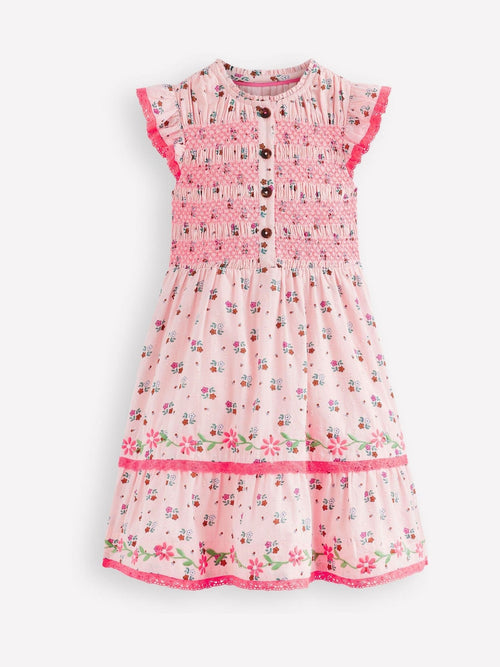 Boden Pink Shirred Bodice Midi Dress image 1
