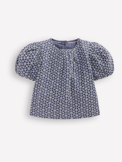 Boden Blue Puff Sleeve Woven Top image 1
