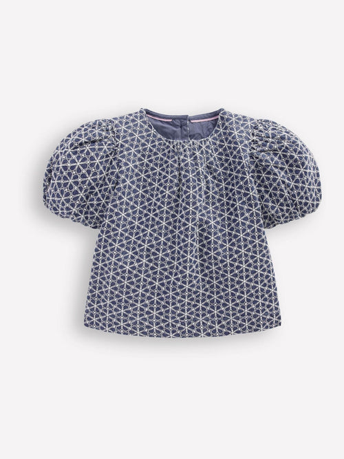 Boden Blue Puff Sleeve Woven Top image 1