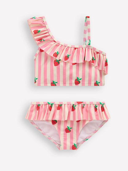 Boden Pink One Shoulder Frill Bikini Set image 1