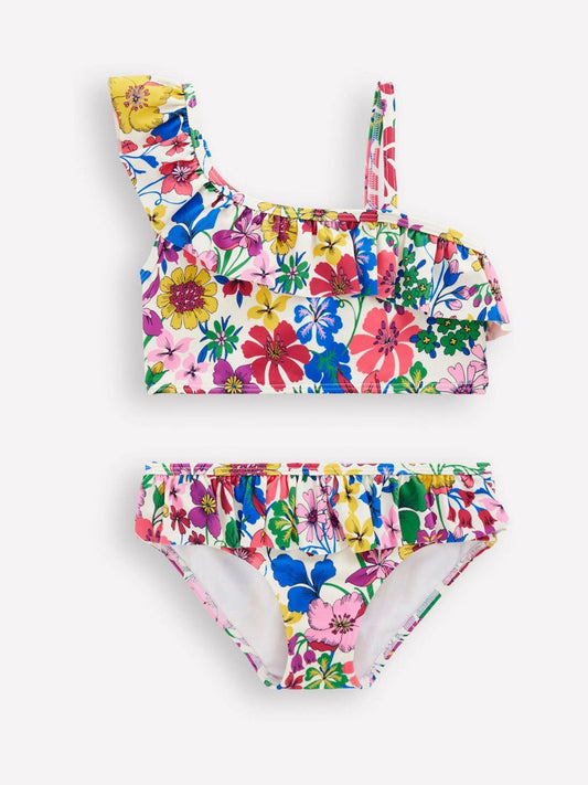 Boden Blue One Shoulder Frill Bikini Set image 1