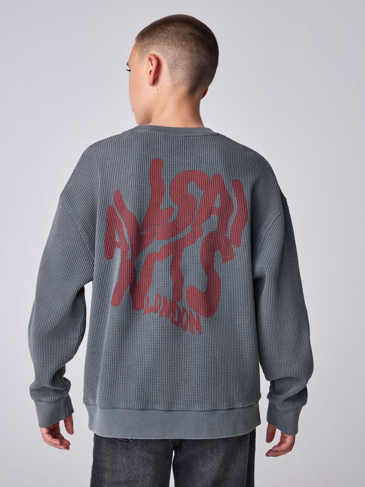 smALLSAINTS Grey Orlando Oversized Waffle Sweatshirt - image 2