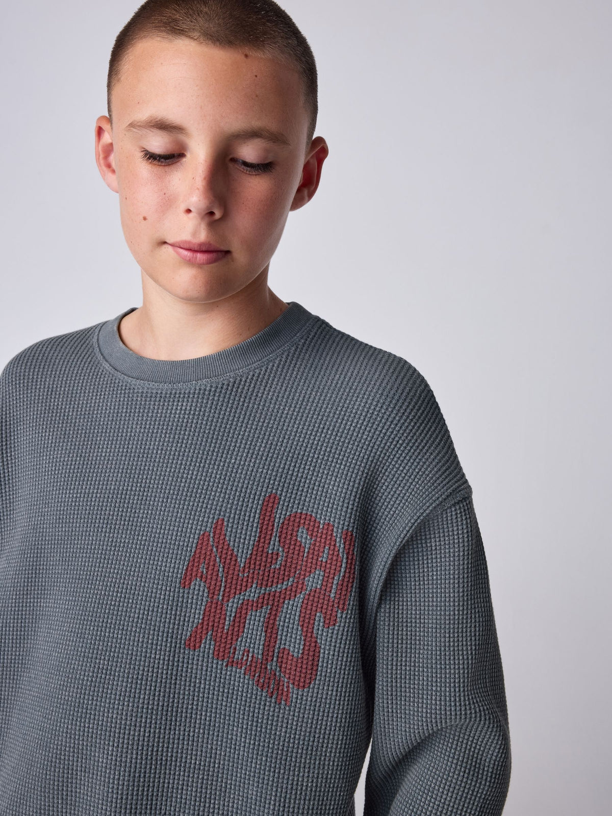 smALLSAINTS Grey Orlando Oversized Waffle Sweatshirt - image 4