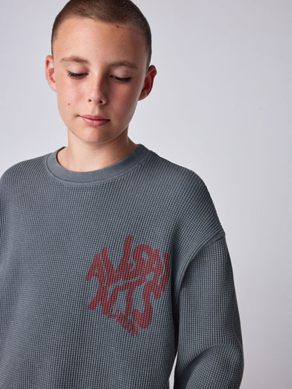 smALLSAINTS Grey Orlando Oversized Waffle Sweatshirt - image 4