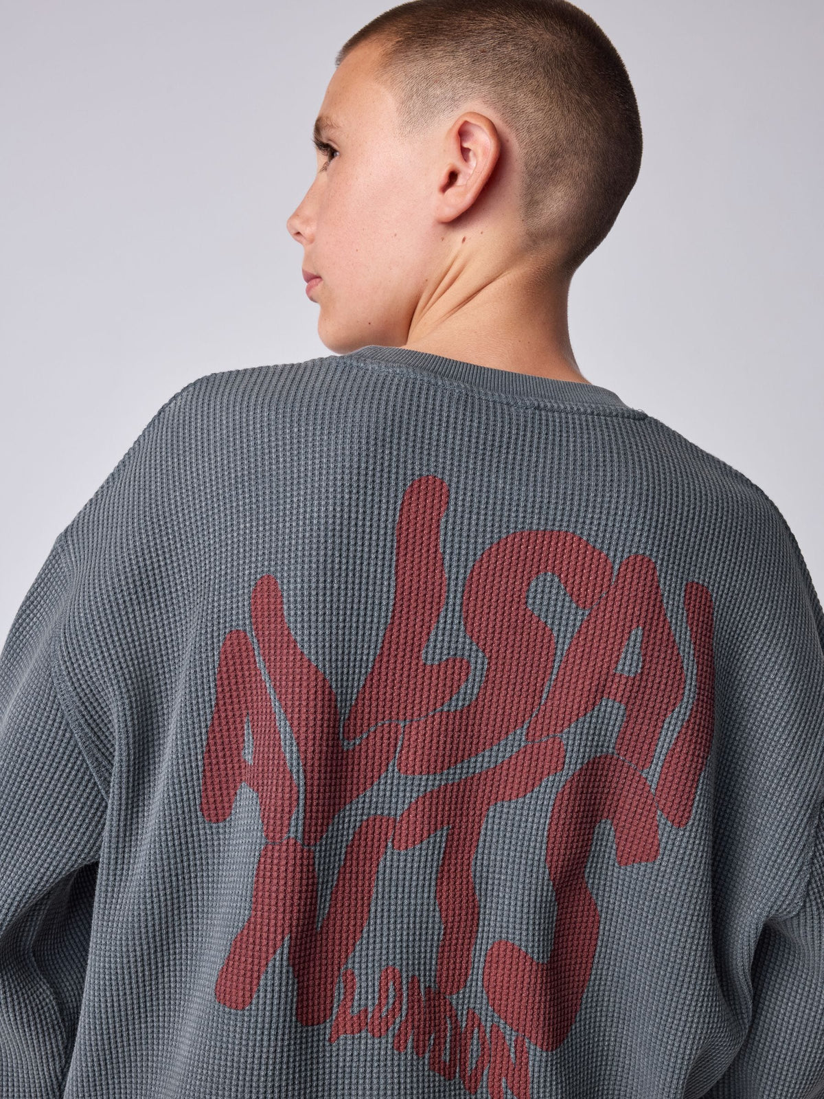 smALLSAINTS Grey Orlando Oversized Waffle Sweatshirt - image 5