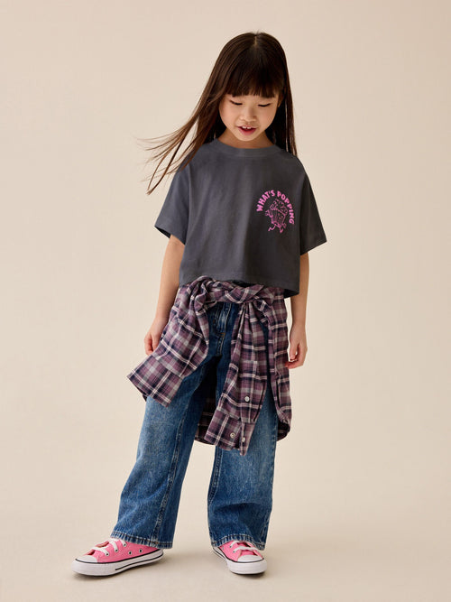 Dsiney Kidz - Charcoal Grey Popcorn Boxy Graphic T-Shirt (3-16yrs) image 1