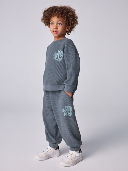smALLSAINTS Mid Blue Waffle Orlando Sweatshirt and Joggers Set - image 1