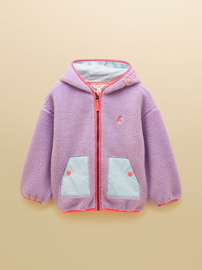 Joules Girls' Ellis Lilac Purple Zip Up Fleece - image 1